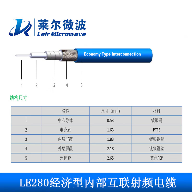 莱尔微波LE280经济型射频同轴电缆 高性能与性价比的卓越平衡